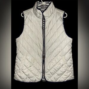 Kensie Jeans Reversible Puffer Vest XL White Navy Stripe Quilted Nautical